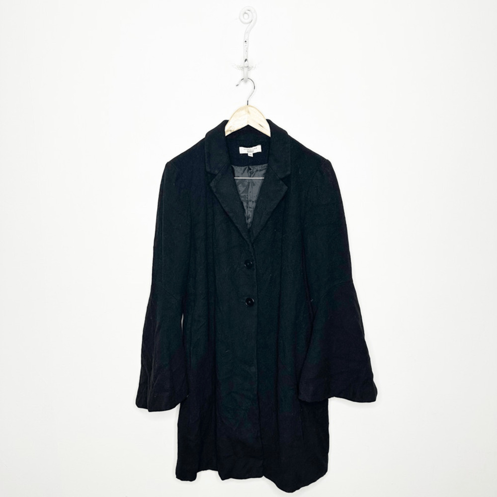 DEREK LAM COLLECTIVE Black Bell Sleeve Coat wool 2 button Women's IT 46 US 10